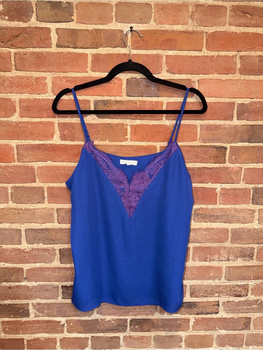 Socialite Cobalt Blue Camisole with Purple Lace Trim